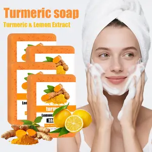 Lemon Turmeric kojic soap,Turmeric Lemon Curd Ginger Handmade Cold Process Soap, Bath and Face Cleansing Granular Bar，soap for face complexion，Improve black spots，soap bars for body Skin Repair Cleanser