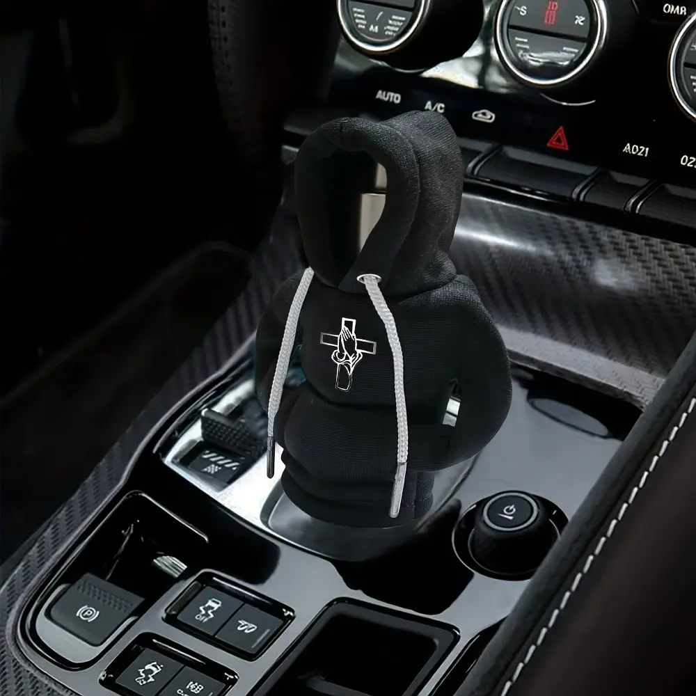 Universal Car Gear Shift Cover, Automatic Shift Knob, Hands and Cross Pattern Interior Decoration, Small Sweatshirt Style, Automotive Car Accessories, Vehicle