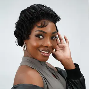 Dultev 004 HD Human Hair Wigs for Women 13x6 Glueless Lace Front Colorful Wear Go Pixie Cut Layered Curly Luxury Beauty Wig 180% Density#SummerVibes