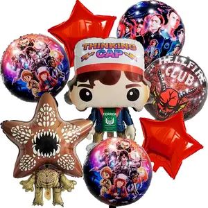 8Pcs Stranger Things Party Decor Balloons, Demogorgon Decoration,  Dustin's Thinking Cap Foil Balloons for Stranger Things Season Party Supplies