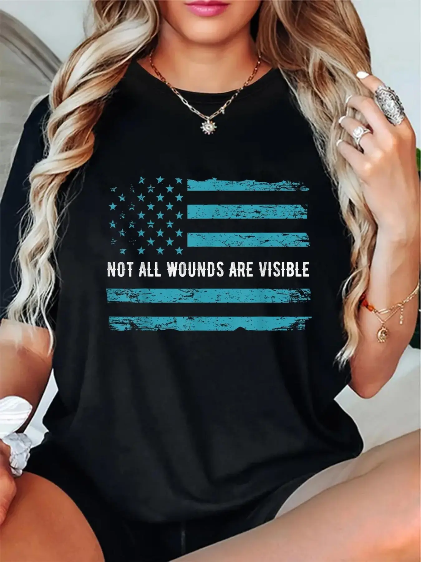 Wo Patriotic PTSD Awareness T-Shirt - _Not All Wou