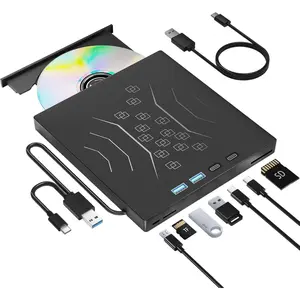 7 in 1 External DVD Drive, External CD/DVD Drive for Laptop USB 3.0 & Type-C, Portable CD/DVD +/-RW Disk Drive, CD/DVD Burner CD ROM External Drive for Laptop Desktop PC Windows 10/11 XP  Linux