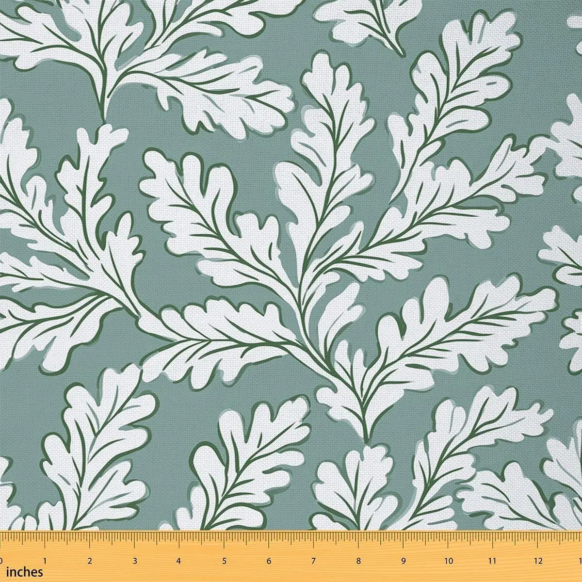 Botanical Leaves Fabric,Vibrant Plant Soft Flannel Polyester Fabric,Country Rustic Style No Stretch Fabrics,Green White Crafts & Sewing Supplies DIY Fabrics,Pre-Cut