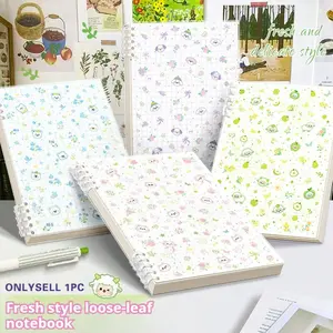 Cute and healing sheep floral loose-leaf notebook, artsy lined spiral notebook, fresh style detachable planner, ideal choice for students, diaries, and note-taking