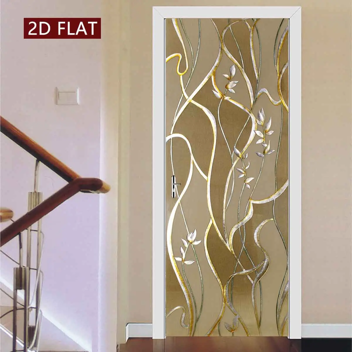 Vine Pattern Door Sticker, Door Decorations, 2 Counts/set Easy Apply Peel & Stick Door Decal, Decorative Stickers, Waterproof & Scratch Resistant Decoration Painting for Home, Bedroom, Ornaments, Self Adhesive Stickers