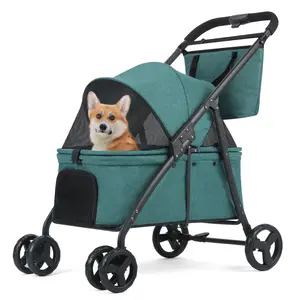 P05K 20% Larger Capacity, Dog Stroller for Large Dogs, Update pet Stroller for Medium Dogs Up to 20-66lbs, 4 Wheel All-Terrain with Canopy, Sun Shades, Storage Organizer, Waterproof Oxford