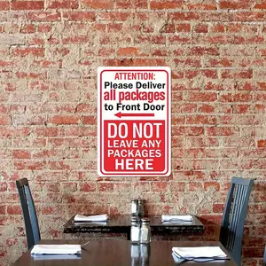 [Aluminum plate signboard]1pc Package Delivery Instruction Themed 8*12 Inch Aluminum Sign Wall Decor for Home Front Door Decoration