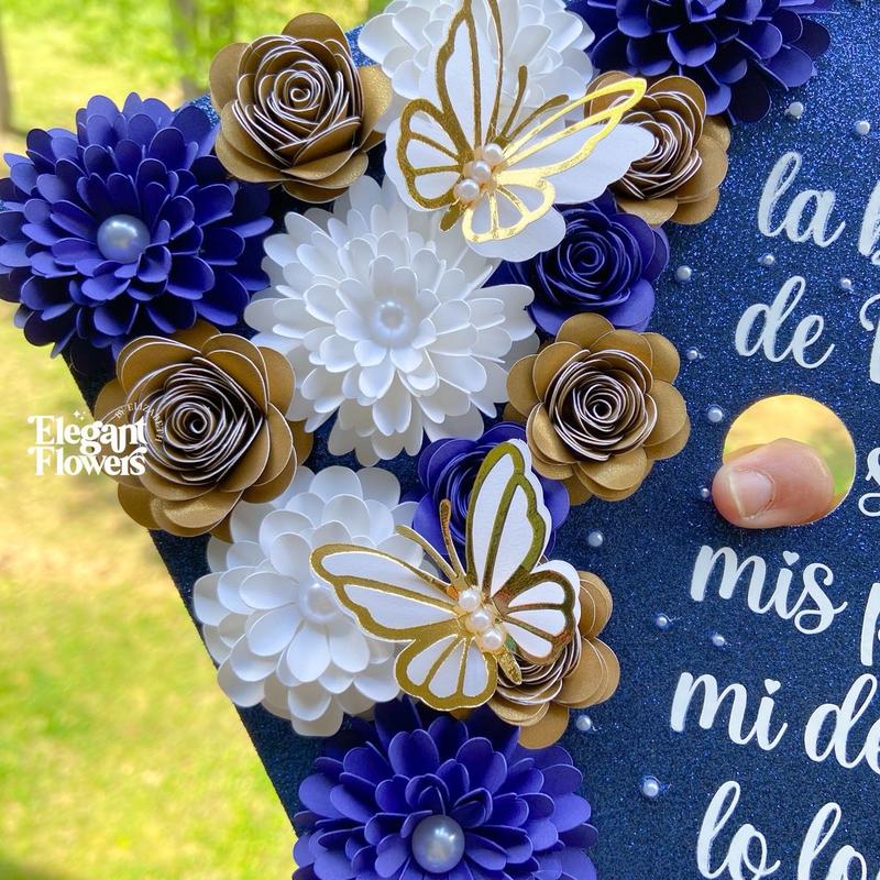 Custom Graduation Cap - Unisex with Customizable Colors, 9.25x9.25 Inches, Complimentary Velcro, Butterfly & Leaf Design