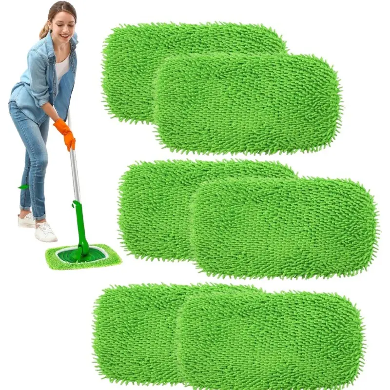 6Pcs/Set Reusable Ultra-fine Fiber Mop Pads(Mop Not Included),Compatible with Swiffer Sweeping Mop,Durable,Absorbent,Affordable,Washable Microfiber Pads for Mopping Floors,Halloween Christmas Party Fathersdaygift,Hand Tools Kits