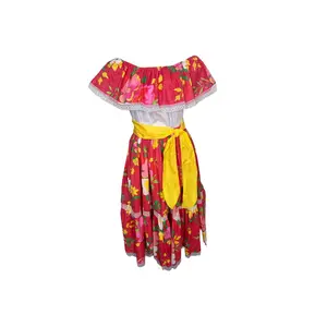 Puerto Rican Dress, Floral Jibarita Cultural Heritage Garment Lightweight