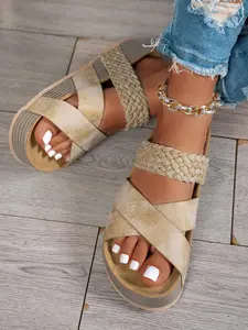 Women's Fashionable Strappy Sandals, Casual Versatile Platform Sandals, Bohemian Trending Sandals For Summer, Outdoor, Daily Wear, Walking Shoes