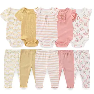 Kiddiezoom 10Pcs Newborn Clothes Set  0-12M Baby Boy Girl Fashion Prints Soft Clothing