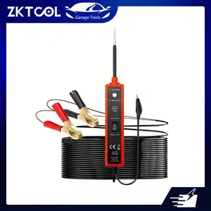 ZKTOOL Clip-On Automotive Circuit Tester, 6-24V Car Diagnostic Repair Tool with 16ft Cable, Car Relay Tester Tool, Power Short Circuit Probe, Test Lamp, Continuity/Voltage Polarity & Dynamic Detection, Safety Trip Feature