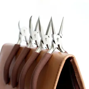 Mia Coffee Pink Jewelry Pliers Set Pointed Round Nose Pliers for Braiding Beading Wire Wrapping