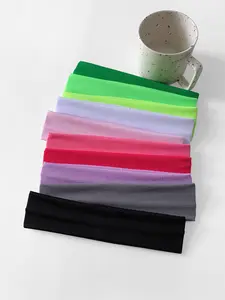 10pcs Candy Color Elastic Fabric Hairbands, Pure Color Sports Sweatband Headscarf, Daily Fitness Yoga Workout Headband Accessory, Sports Headbands