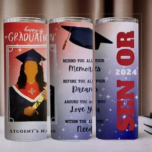 Happy Graduation 20 oz Tumbler for high school or college graduates.  Water Bottles.  Drinkware