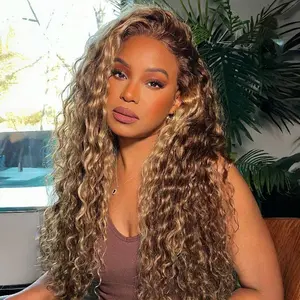 Wavymy Wear Go 7x5 Glueless Lace Honey Blonde Light Highlight Minimalist Water Wave Wig With Bleached Clean Knots 180% Density Bye-Bye Knots 100% Human Hair Outdoorfun Soft Dome Cap#SummerVibes Pre Cut Wigs