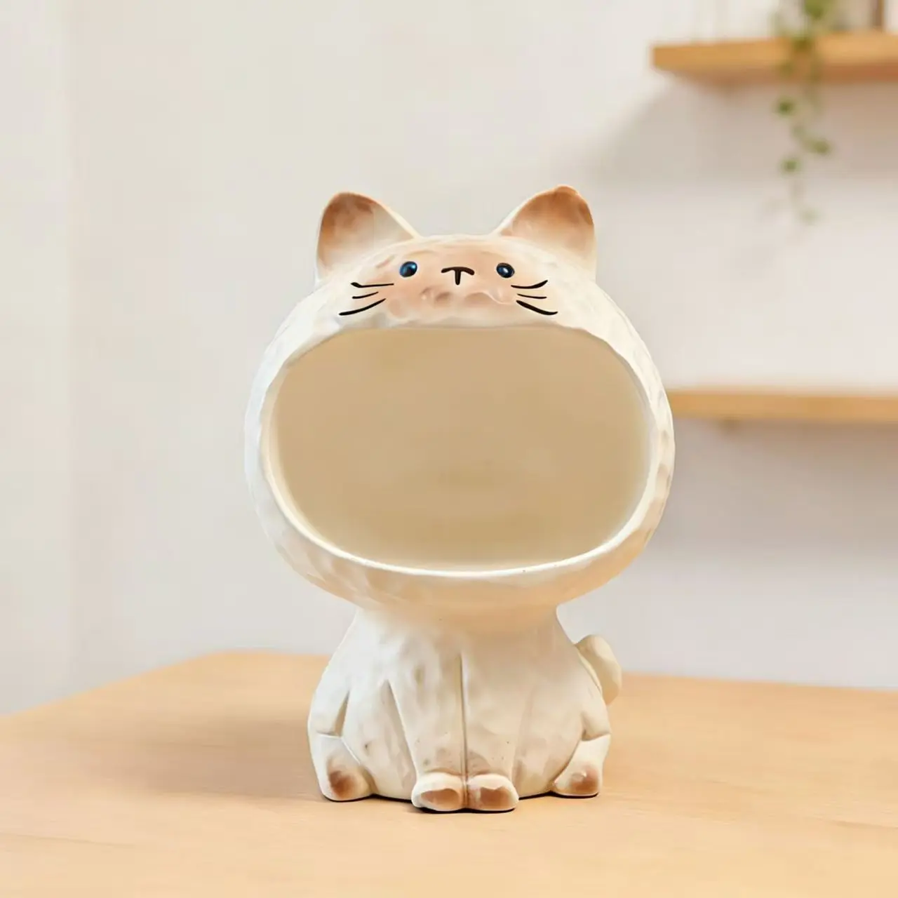 Cute Cat Key Holder Organizer, Large Opening Design, Perfect for Keys, Earphones, Jewelry, Ideal for Entryway, Living Room, TV Stand