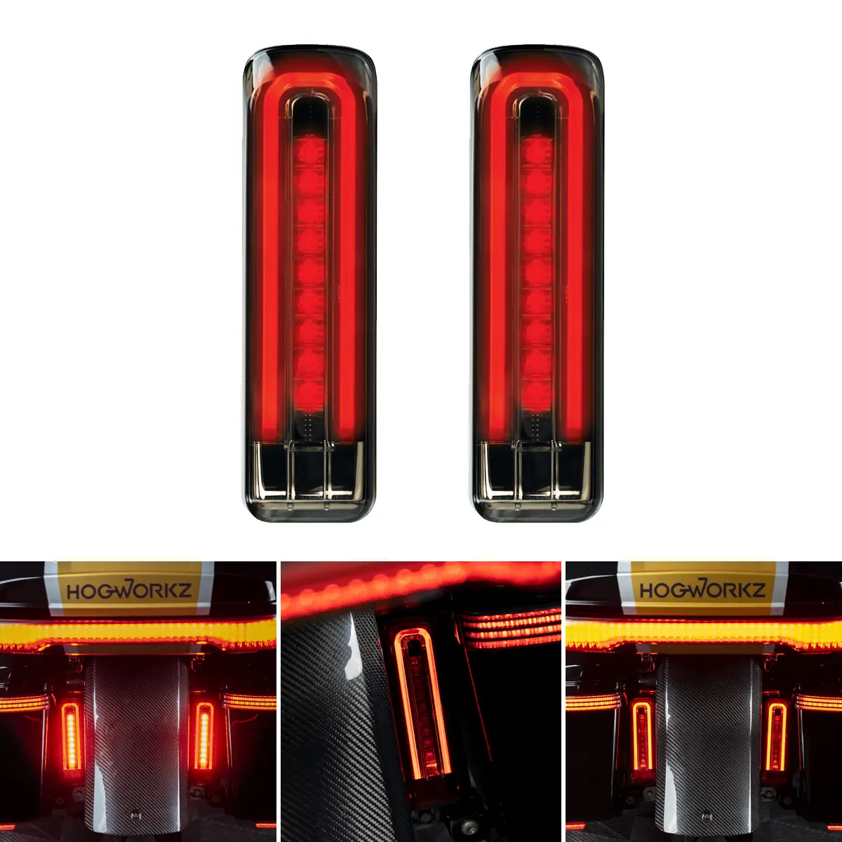 HOGWORKZ® Lumipro™ LED Saddlebag Filler Inserts for Harley® Touring '14-'25 | Smoked Lens