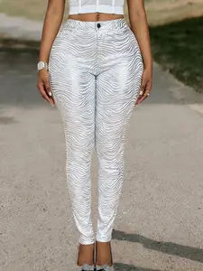 26 Valentine's Day Women's Stripe Print Skinny Pants Fashion Casual Comfy Trousers for Daily Outdoor Wear, Women Bottoms for Spring Outfits, Stretchy Soft Leggings