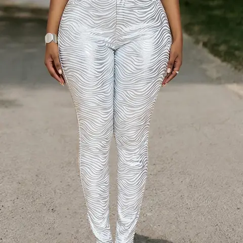 Women's Stripe Print High Waisted Skinny Pants, Fashion Casual Comfy Trousers for Daily Outdoor Wear, Women Bottoms for Spring Outfits, Women's summer Bottoms, Womenswear