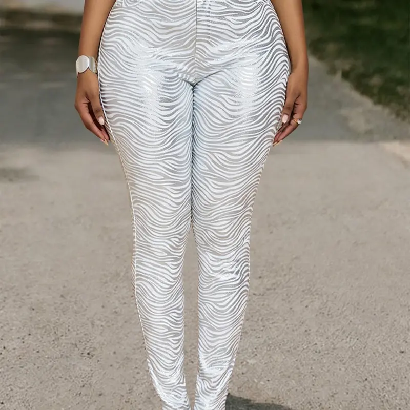 Women's Stripe Print High Waisted Skinny Pants, Fashion Casual Comfy Trousers for Daily Outdoor Wear, Women Bottoms for Spring Outfits, Women's summer Bottoms, Womenswear