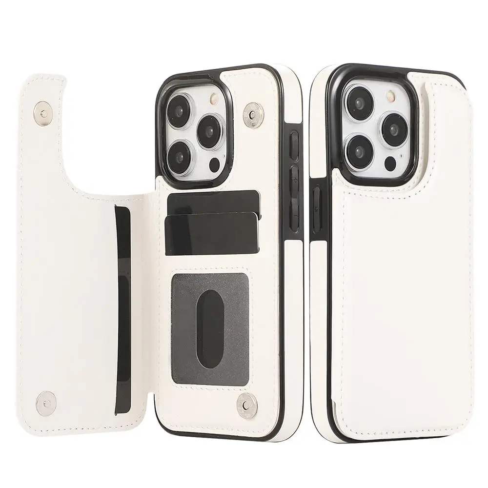 PU Leather Phone Case with Card Slot, 1 Count Shockproof Phone Protective Cover, Phone Accessory Compatible with iPhone 7 8 X 11 12 13 14 15 Plus 15 P