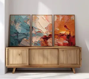 Coral Colored Wall Art | 3 Piece Wall Art for Above Bed Decor | Cool Posters Set for Air BnB Wall Art | Triptych Wall Art Prints Frames Glossy
