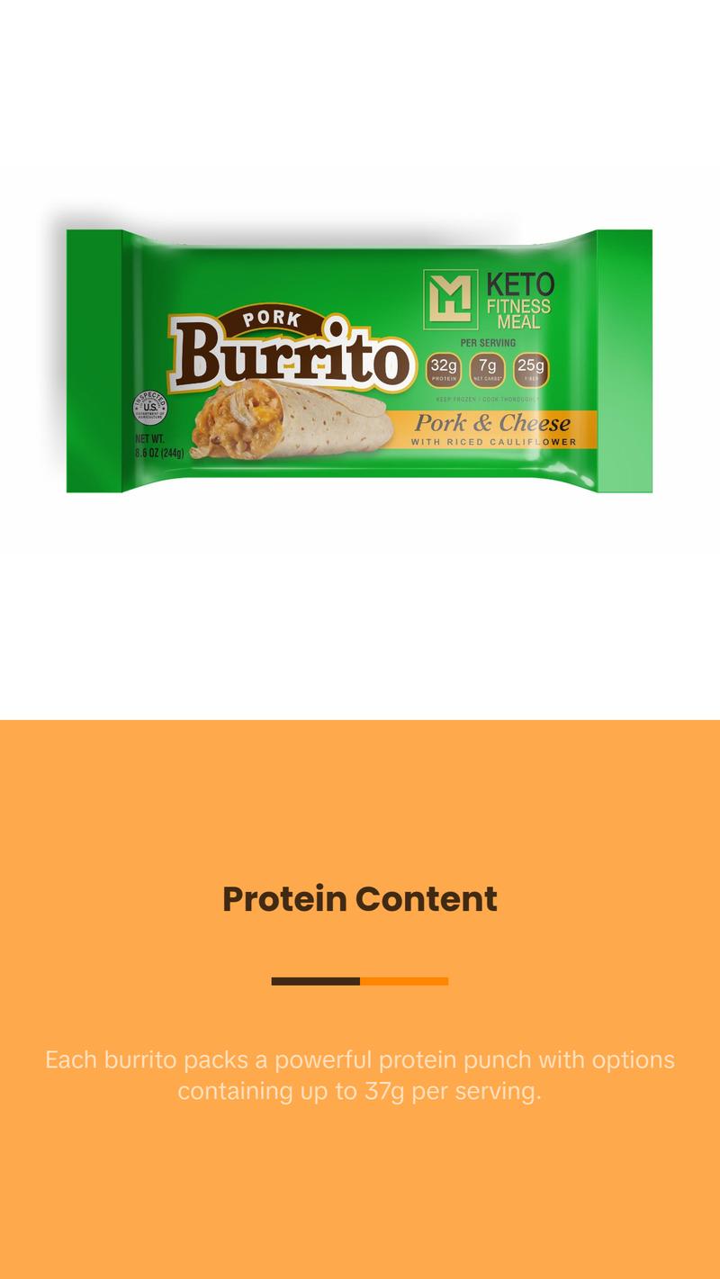 12 Keto Diet Burrito - Mix & Match Pork-Chicken-Steak $5.75 each Free Shipping