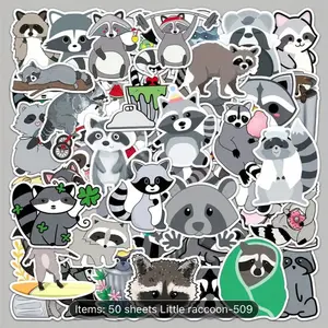 50 Pack of Raccoon Funny Animal Stickers and Decals. Waterproof, No Duplicates