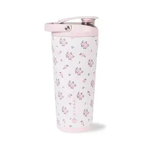 HydroJug 24oz Stainless Steel Shaker Bottle – Insulated, Leakproof, BPA-Free with Silent Mixing Grate, No Clumps Protein Shaker (Wildrose)