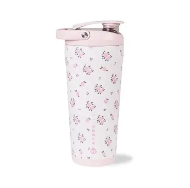 HydroJug 24oz Stainless Steel Shaker Bottle – Insulated, Leakproof, BPA-Free with Silent Mixing Grate, No Clumps Protein Shaker (Wildrose)