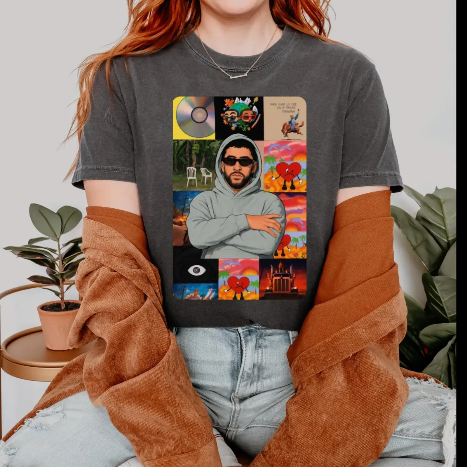 Benito Album Cover washedTee, Un Verano Sin Ti Graphic Top, Nadie Sabe Lo Que Va A Pasar Mañana Merch, Reggaeton Fan Gift