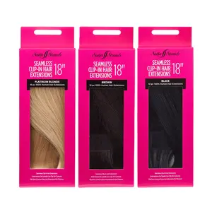Satin Strands 18 Inch Seamless Clip in Hair Extensions, 100% Human Hair, Add Length and Volume