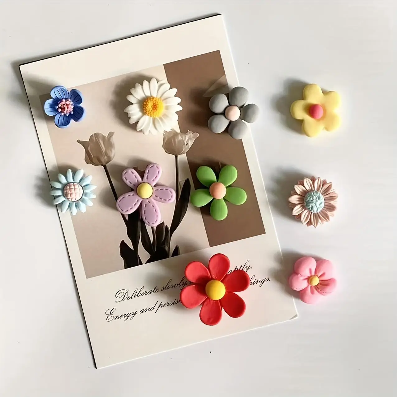 Flower Shaped Refrigerator Magnet, 10pcs/set Cute Magnetic Decorations for Kitchen Whiteboard, Home Decor