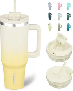 40 oz Stainless Steel Insulated Tumbler with Handle and Straw - All-Day Cold & Hot Vacuum Flask Drinkware