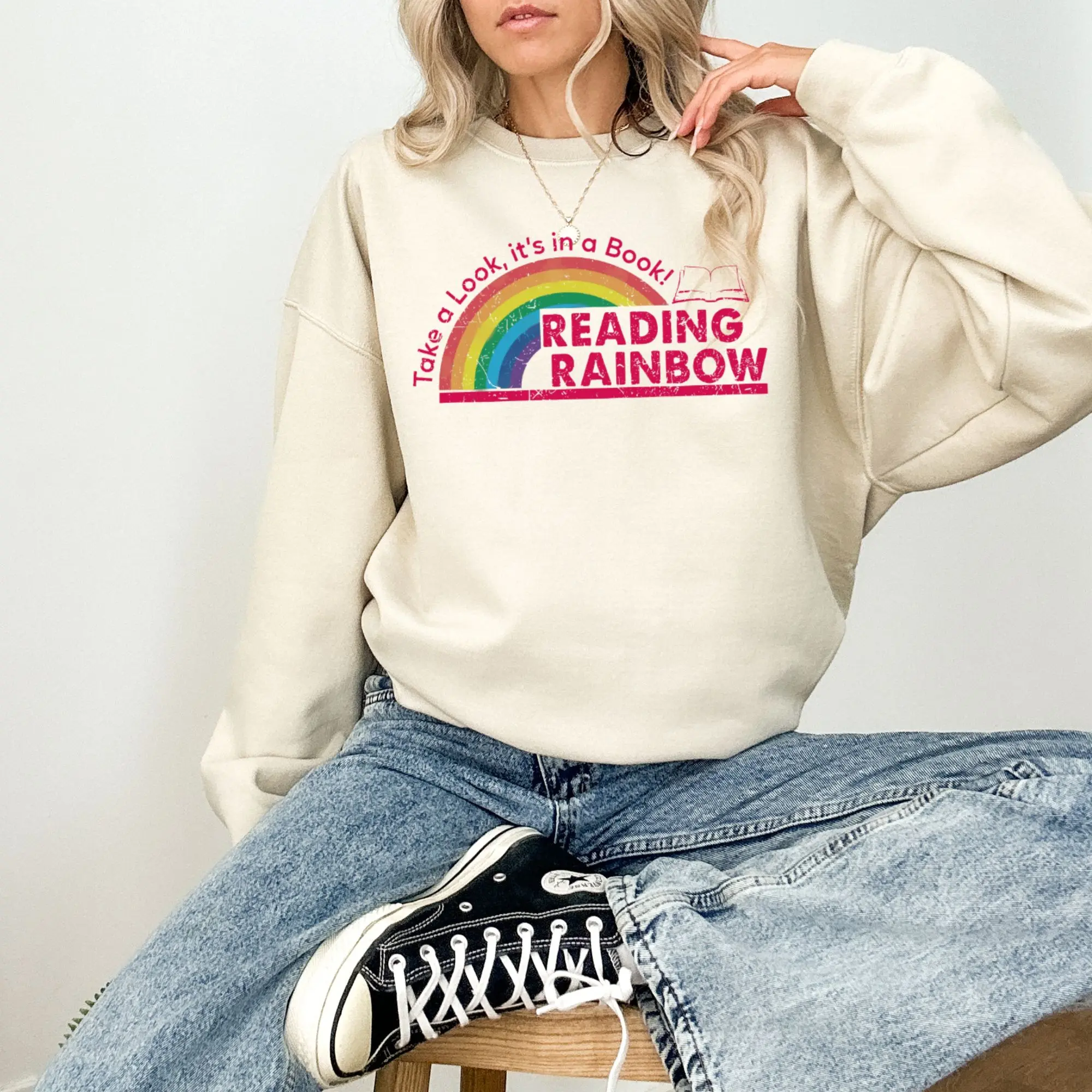 Reading Rainbow Sweatshirt, Take A Look It's In A Book, Rainbow Book Shirt, Book Lover Gift, Reading Shirt, Librarian Shirt, Bookworm Gift