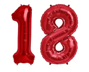 Hot Pink Giant Foil Number Balloons 16 in or 40 in - 18 - 18th Birthday Float Self Sealing Decoration Supplies Helium Floating or Air mylar  balloon