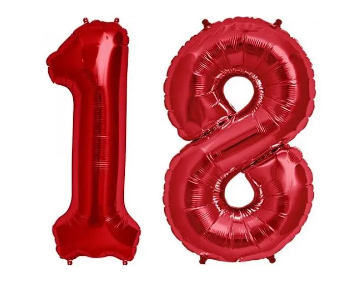Hot Pink Giant Foil Number Balloons 16 in or 40 in - 18 - 18th Birthday Float Self Sealing Decoration Supplies Helium Floating or Air mylar  balloon