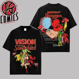 [IG] Vision x Scarlet Witch 'Mutal Romance' Premium Cotton T-Shirt (Made In US), Avengers MCU Comic Graphic Tee, Super Hero MCU Universe Comics Book Fans Shirt, Comic Book Outfit, Gift For Hero Fans