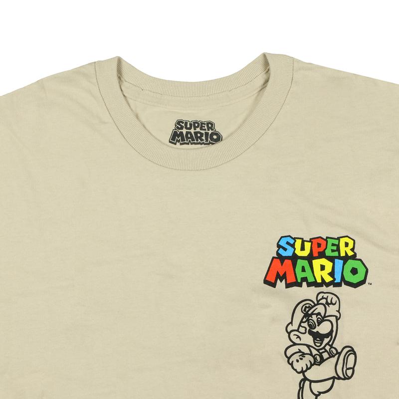Super Mario T-Shirt Men's Character Group Sketch Design Two-Sided Adult Tee