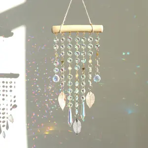 Crystal Sun Catcher, Handmade Suncatcher Prism Wind Chime, Hanging Rainbow Maker Indoor Outdoor Decor for Window Bedroom Courtyard Garden, Bless Gift