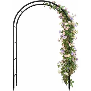 Galvanized Metal  Arbor,7.6ft H x 4.6ft W,Rust-Resistant Heavy-Duty  Arch Trellis for Climbing  Vines Roses, Ideal for Weddings, Bridal Events, Halloween, Christmas & Outdoor Decor