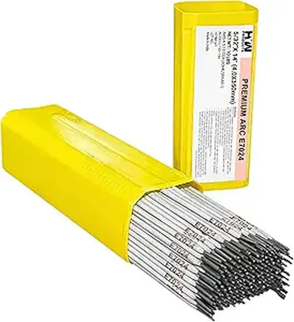 E7024 Premium Arc Stick Electrodes, 5/32in High Deposition Mild Steel Welding Rods, 14-inch Length, Stable Arc, Consistent Results, 10-lb Box
