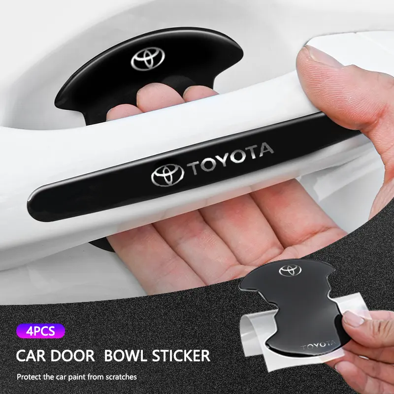 Car Door Handle Bowl Protective Stickers Anti-collision Decal  For Toyota Prado Yaris Verso Fortuner Supra Corolla Auto Emblem Accessories Car Decals Sticker For Cars Car Vehicle Decoration