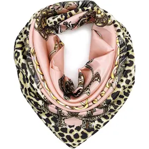 Silk Feeling Scarf Women's Fashion  & Solid Color Large Square Satin Headscarf