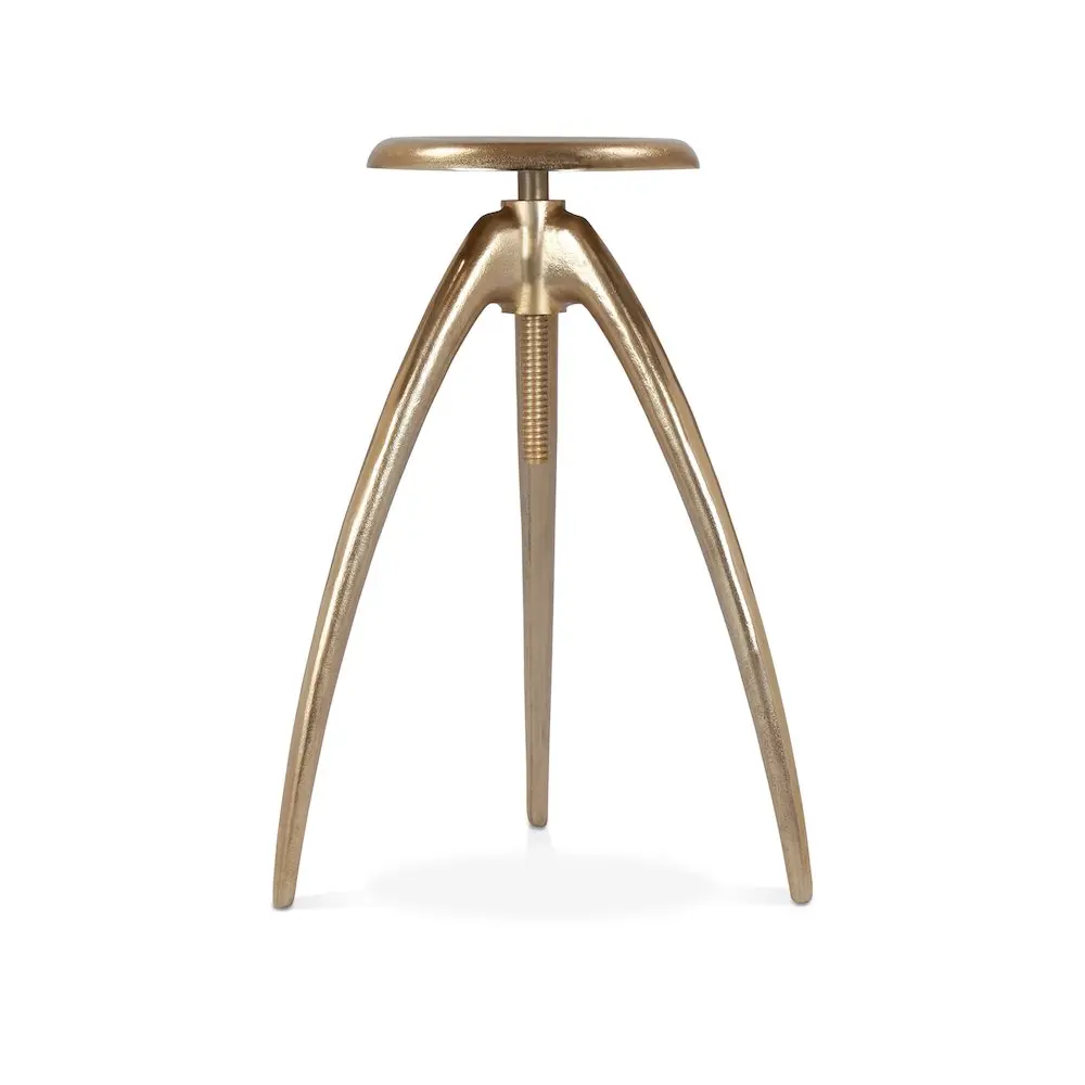 Clara Industrial Simple Gold Aluminum Adjustable Counter-Bar Stool with Height Range Specification