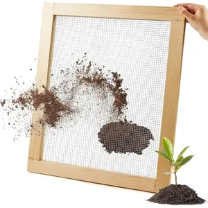 2 Pcs Compost Sifter Soil Sifter for Gardening, Wood Garden Sieve Dirt Sifter Rock Sifter, 1/8 and 1/4 Cloth for Sifting Soil,Dirt, Rock, Peat Moss,one Large and One Size