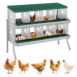 GAOMON 8-Hole Chicken Nesting Box, Rustproof Galvanized Steel, Wall-Mounted Metal Laying Box for Hens, Easy Egg Collection & Cleaning, Roll Away Nest Boxes - Green