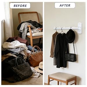 Folding Wall Mounted Clothes Hanger Rack with Swing Arm Stainless Steel Heavy Duty Coat Hook for Bathroom, Bedroom, Laundry Room- White